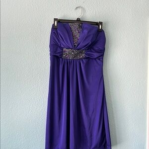 Elegant Purple Strapless Evening Dress Size Large